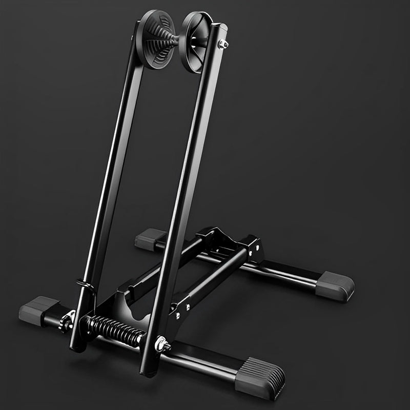 Black bike stand on a dark background