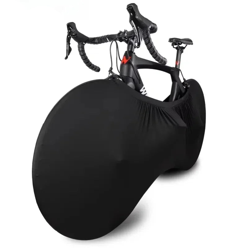 Black bike cover with a bicycle inside on a white background, featuring the West Biking logo.