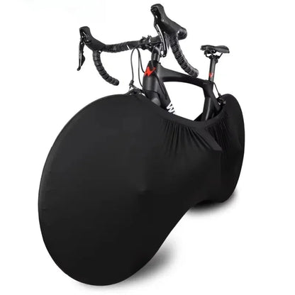 Black bike cover with a bicycle inside on a white background, featuring the West Biking logo.