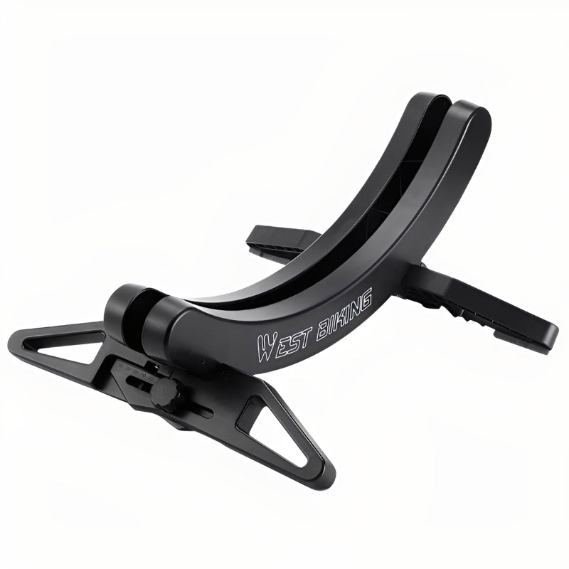 Black bicycle stand guide on a white background