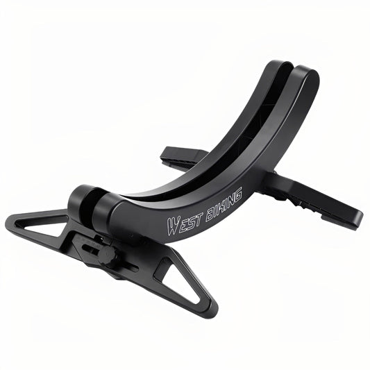 Black bicycle stand guide on a white background