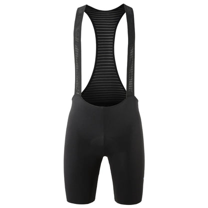 Black cycling bib shorts with mesh back on a white background