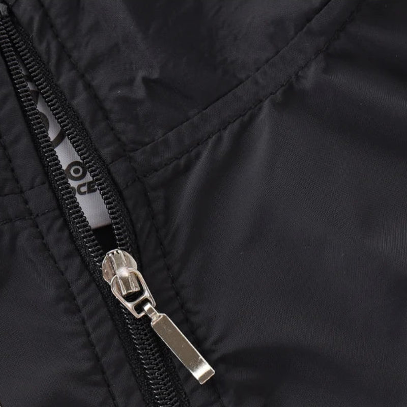 Close-up of a black jacket zipper 