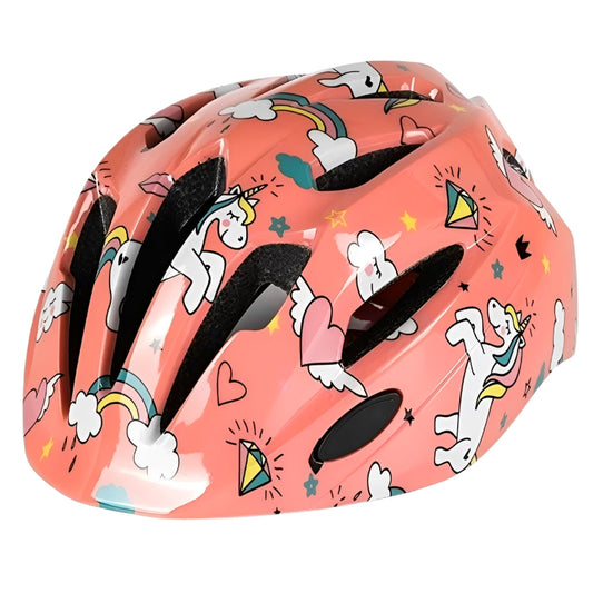 Children's helmet with unicorn  pattern on a with background