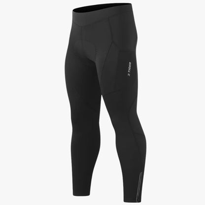 Black leggings with a brand logo on a white background