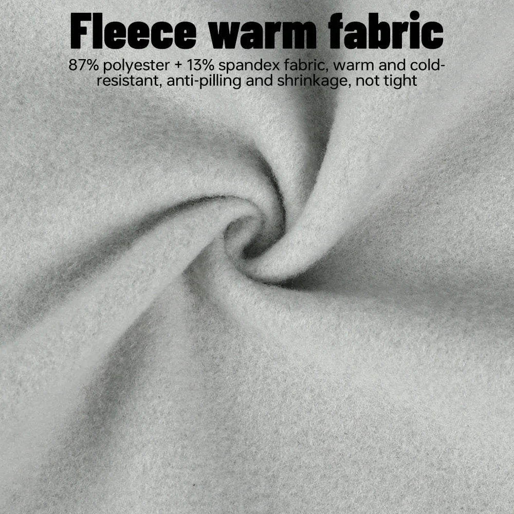 Close-up of fleece warm fabric with text describing its properties.