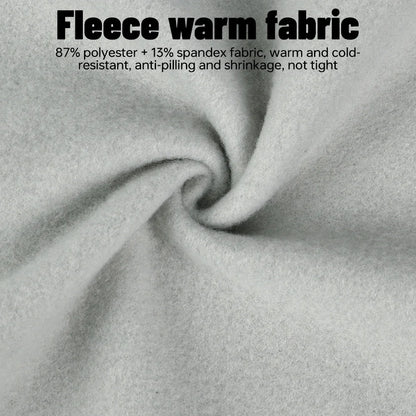 Close-up of fleece warm fabric with text describing its properties.