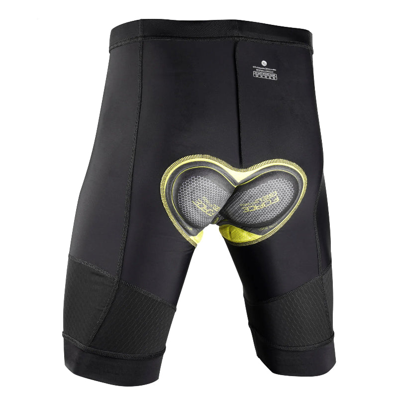 Men's cycling shorts 2cm gel pad thickness cross-section view