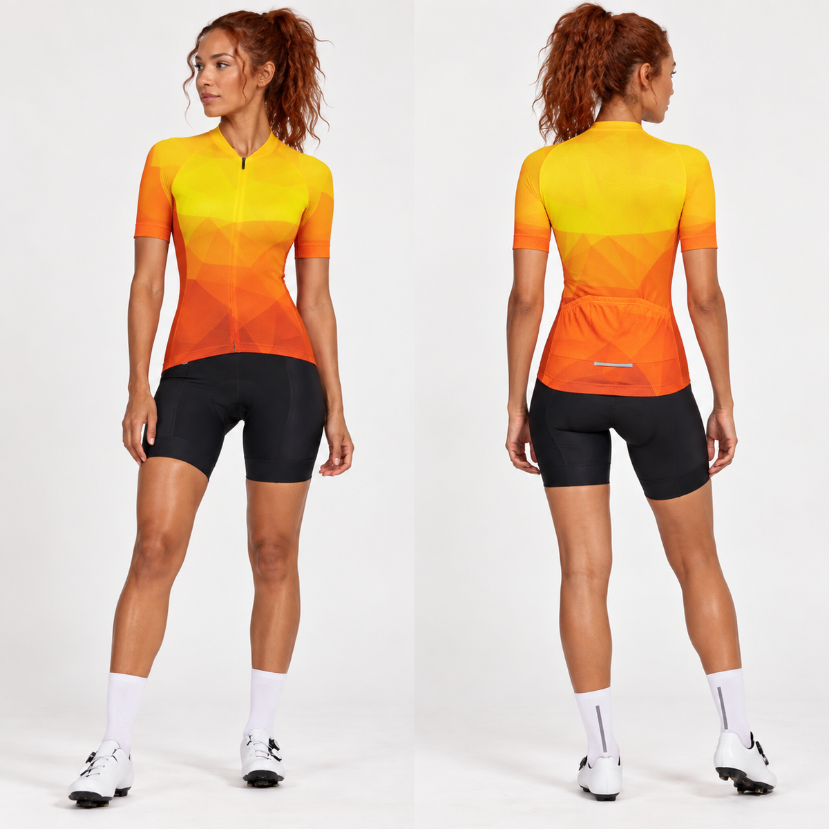 Women's Cycling Jersey - Yellow Orange Comfortable Summer Rides