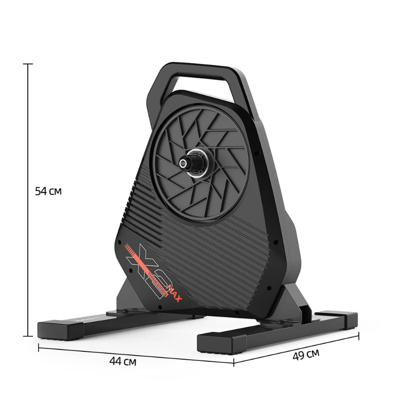 Think Rides bike trainer with dimensions and weight on a white background