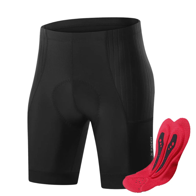 Cycling shorts 3D shock pad layers and anatomy diagram