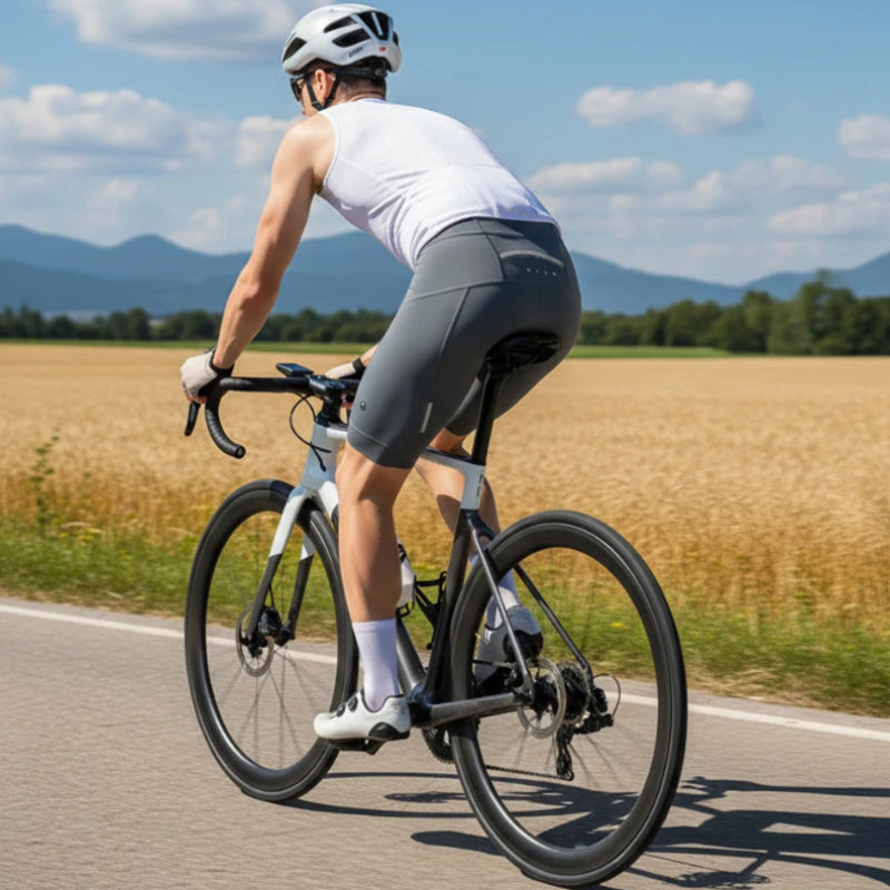 Men's cycling tights blue color flat lay view
