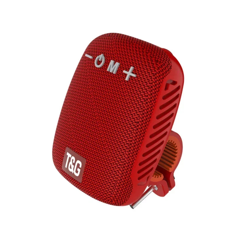 Red portable speaker on a white background