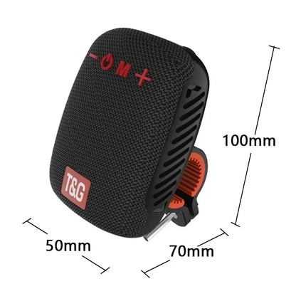 Black and Portable-Bluetooth-Speaker-device with measurements on a white background