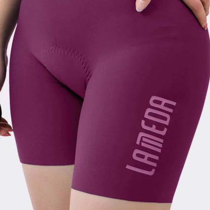 Purple Women Bib Shorts on a white background