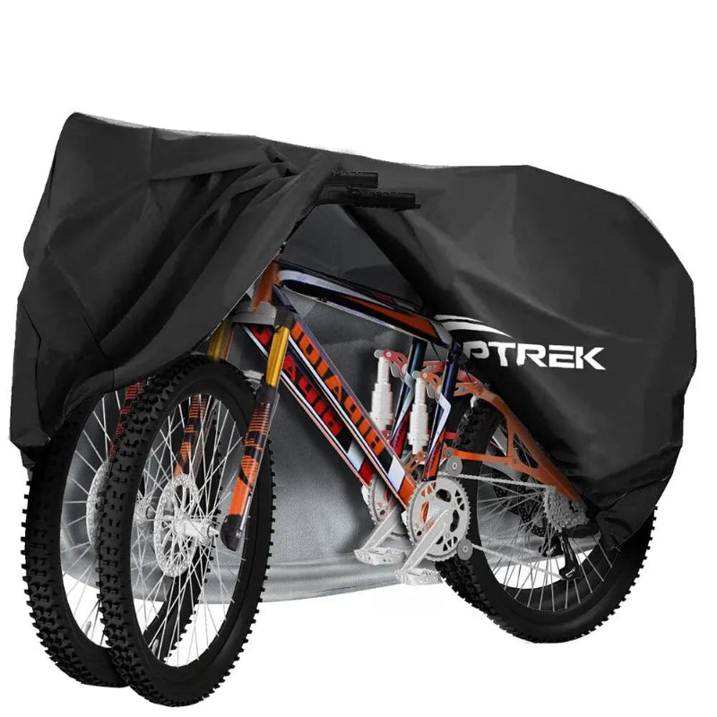 Black bike cover for two bikes  on a white background