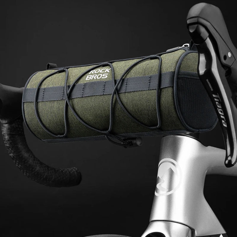 Green bike handlebar bag  on a black background