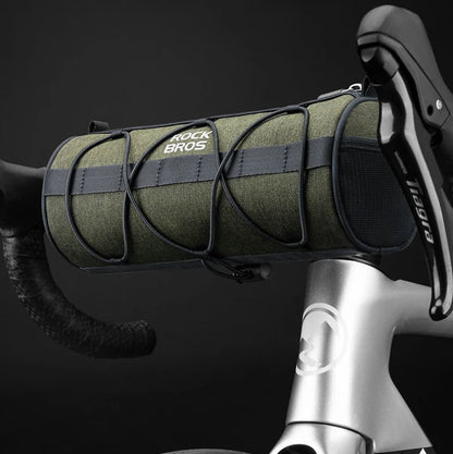 Green bike handlebar bag  on a black background