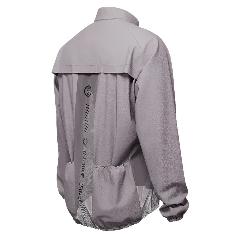 Breathable waterproof fabric texture of men's cycling windbreaker - back gray