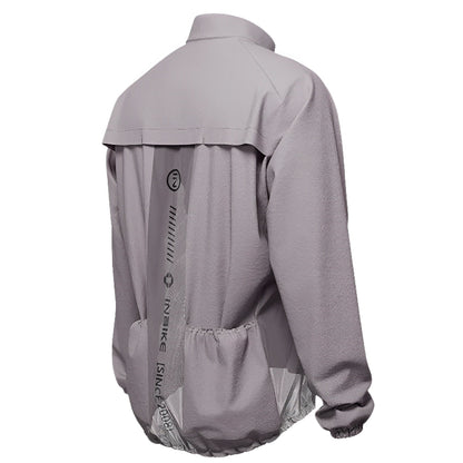 Breathable waterproof fabric texture of men's cycling windbreaker - back gray
