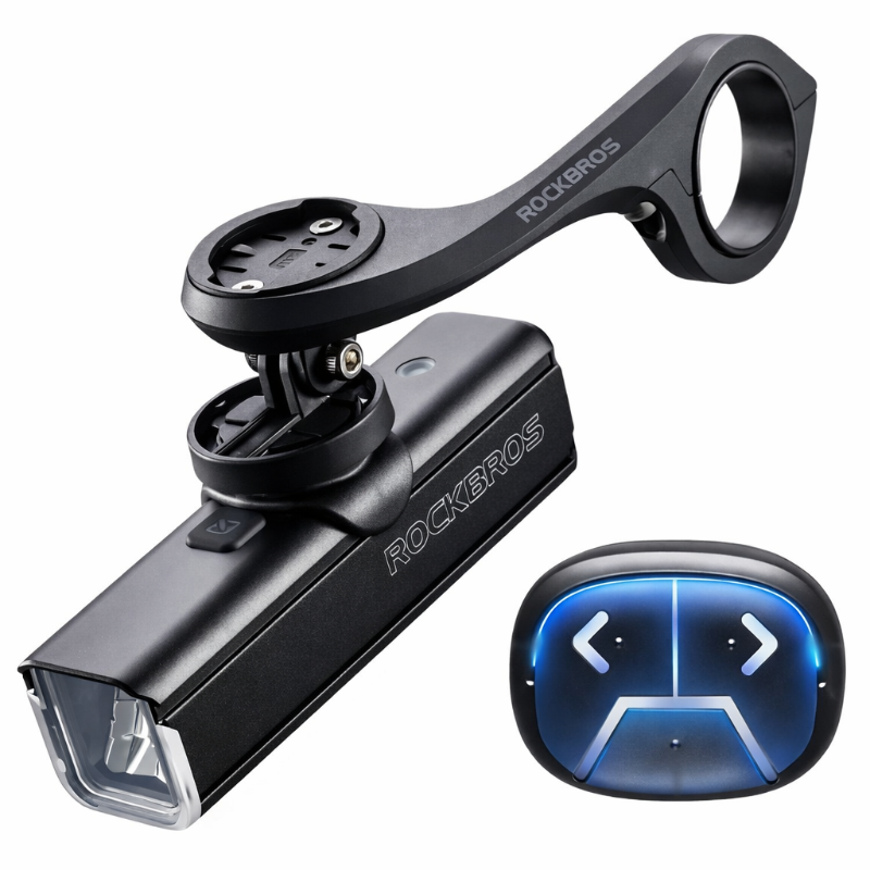 Bicycle light and handlebar mount on a white background