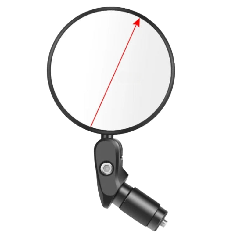 Bicycle mirror with a red arrow indicating direction on a white background