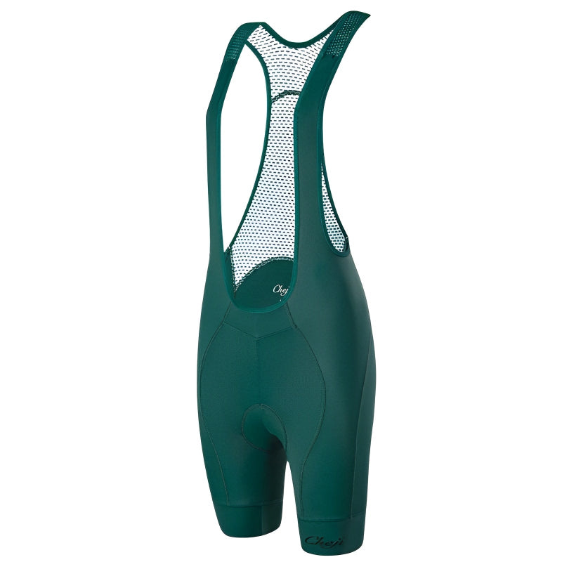Green cycling bib shorts on a white background