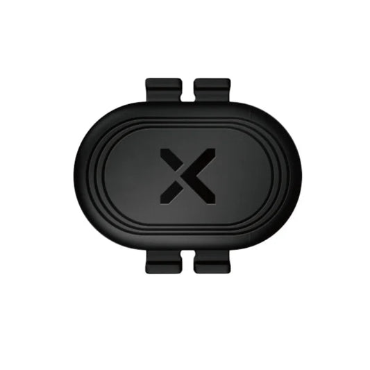 Black Speed/Cadence Sensor on a white background with orange label
