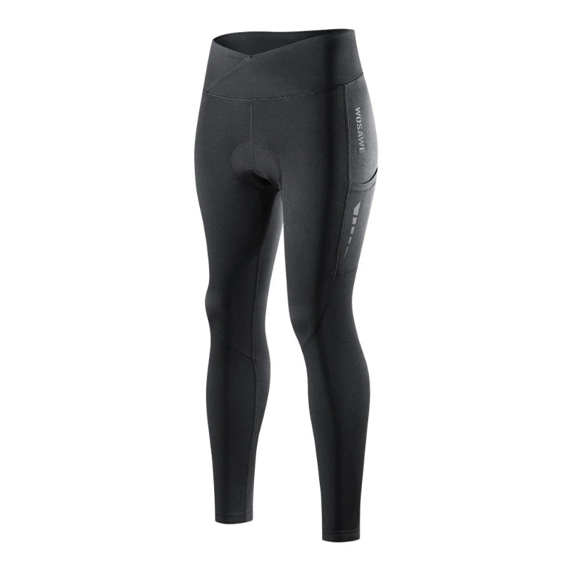 Black leggings with a brand logo on a white background