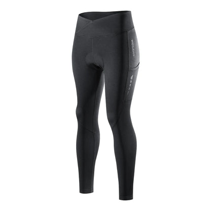 Black leggings with a brand logo on a white background