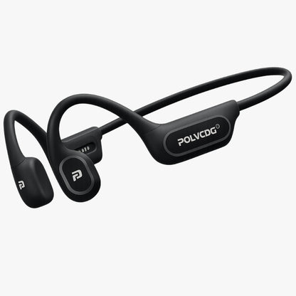 Black wireless earbuds on a white background
