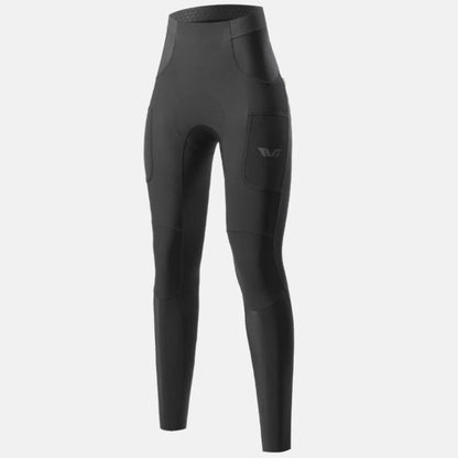Black riding pants with a visible brand logo on a white background