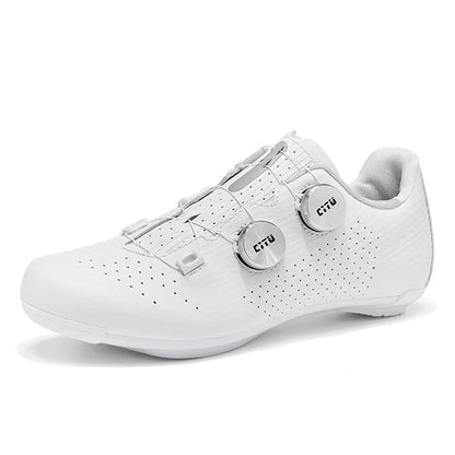 White cycling shoe on a white background