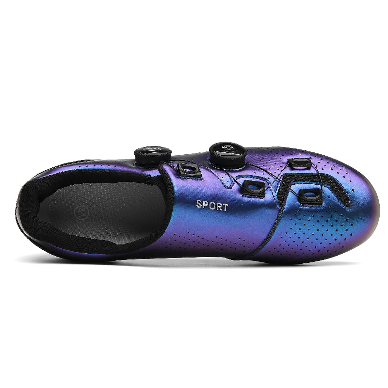 Purple and black sports shoe with 'SPORT' label on a white background