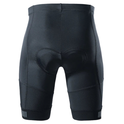 Black cycling shorts with padding on a white background