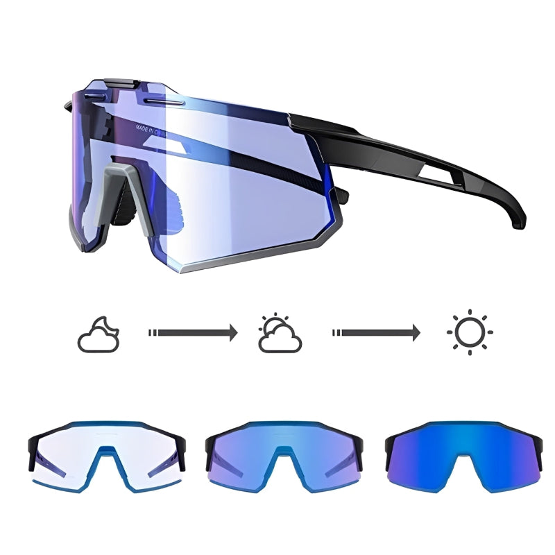 Sunglasses with interchangeable lenses on a white background