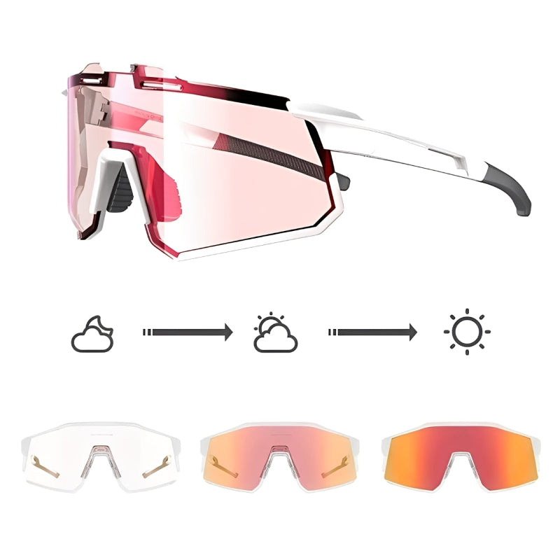 Sunglasses with interchangeable lenses on a white background