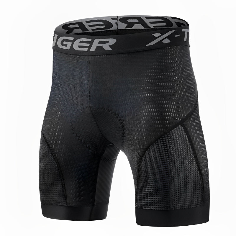 Black compression shorts on a white background