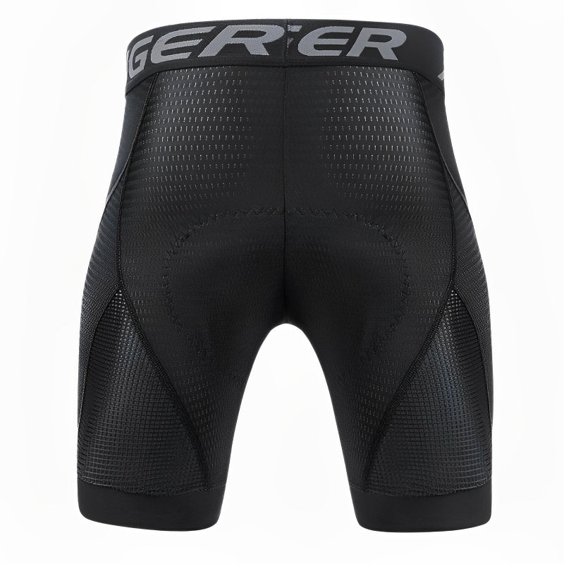 Black compression shorts on a white background