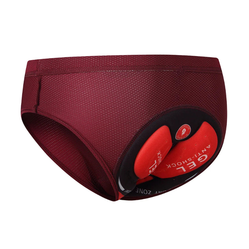 Maroon men's underwear with red and black accents on a white background