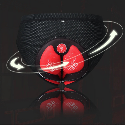 Black and red neck massager with '3D stereo cutting' text on a dark background
