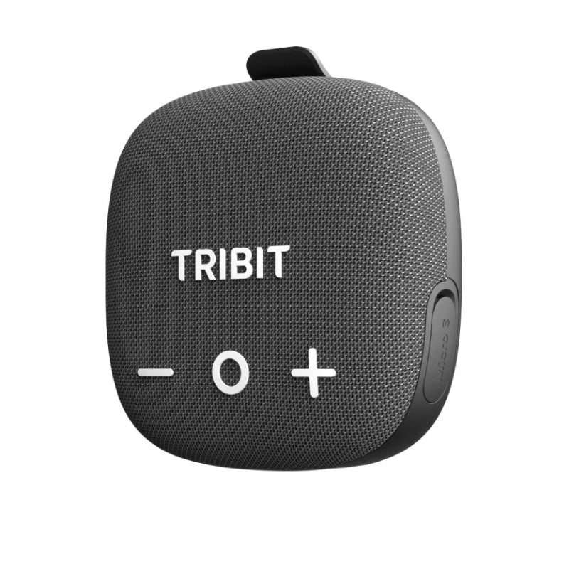 Black portable speaker on a white background