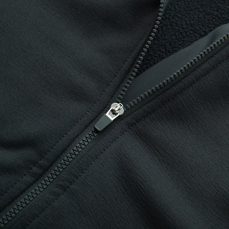 Close-up of a black jacket zipper